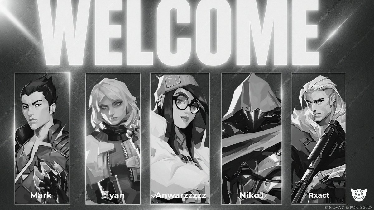 NOVA X ESPORTS (@nova_x_esports) on Twitter photo NOVA X ESPORTS
2025 VALORANT ROSTER
- Mark <a href="/ezmarkkk/">ProfessorMarco</a>
- yan <a href="/yanvl10/">yan</a>
- Anwarzzzzz <a href="/anwarzzzzzzz/">Skriib Killua.</a>
- NikoJ
- Rxact <a href="/pilli_edoardo/">NX Rxact</a>
#NxOnTop #VALORANT NOVA X ESPORTS
2025 VALORANT ROSTER
- Mark <a href="/ezmarkkk/">ProfessorMarco</a>
- yan <a href="/yanvl10/">yan</a>
- Anwarzzzzz <a href="/anwarzzzzzzz/">Skriib Killua.</a>
- NikoJ
- Rxact <a href="/pilli_edoardo/">NX Rxact</a>
#NxOnTop #VALORANT