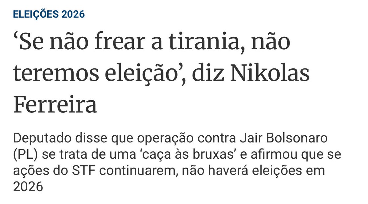 tiagobarbosa_'s tweet image. Quem ameaça a eleição para salvar um golpista da cadeia é criminoso e merece ser punido pedagógica e severamente.
A leniência com incitações contra o voto e a soberania popular estimula o golpismo e faz da impunidade a licença para o crime.
É preciso cortar o mal na raiz.