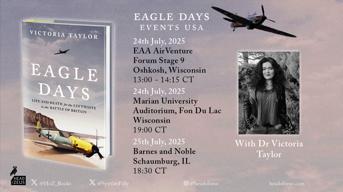OspreyBooks's tweet image. Author Victoria Taylor is doing some events to promote the US release of her book Eagle Days: Life and Death for the Luftwaffe in the Battle of Britain!
Published by Head of Zeus.
Find out more: bit.ly/3GYtz3r
#WWII #Book #History