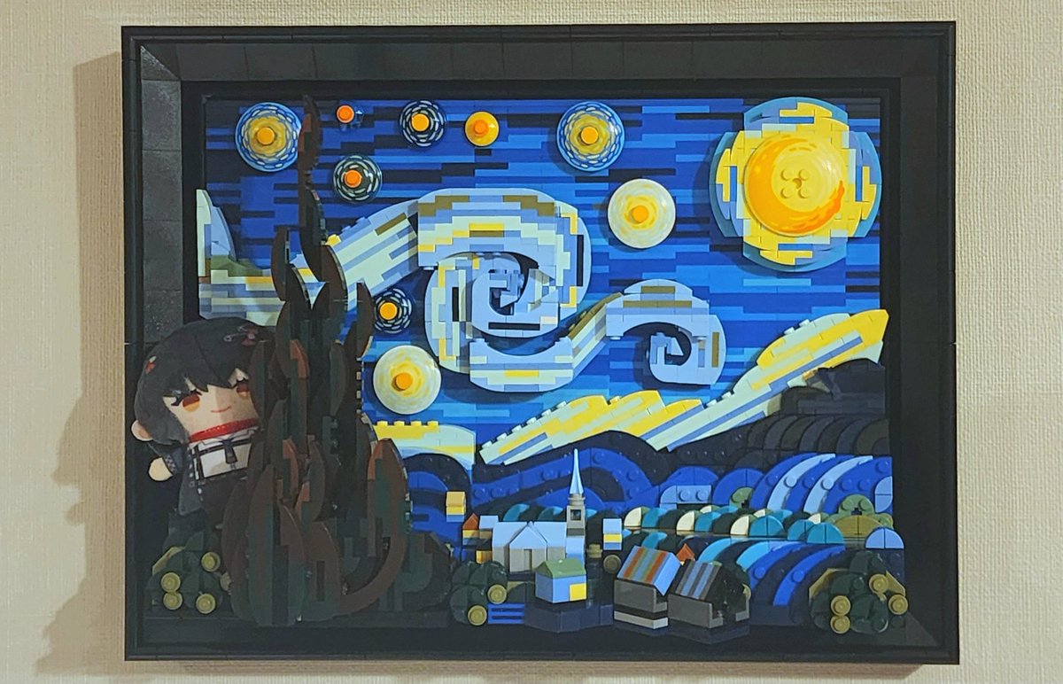 mashiro2434's tweet photo. レゴの「星月夜」買って作った！
久しぶりのレゴ楽しかったしインテリアとしても最高！ https://t.co/3FtLBxXewU