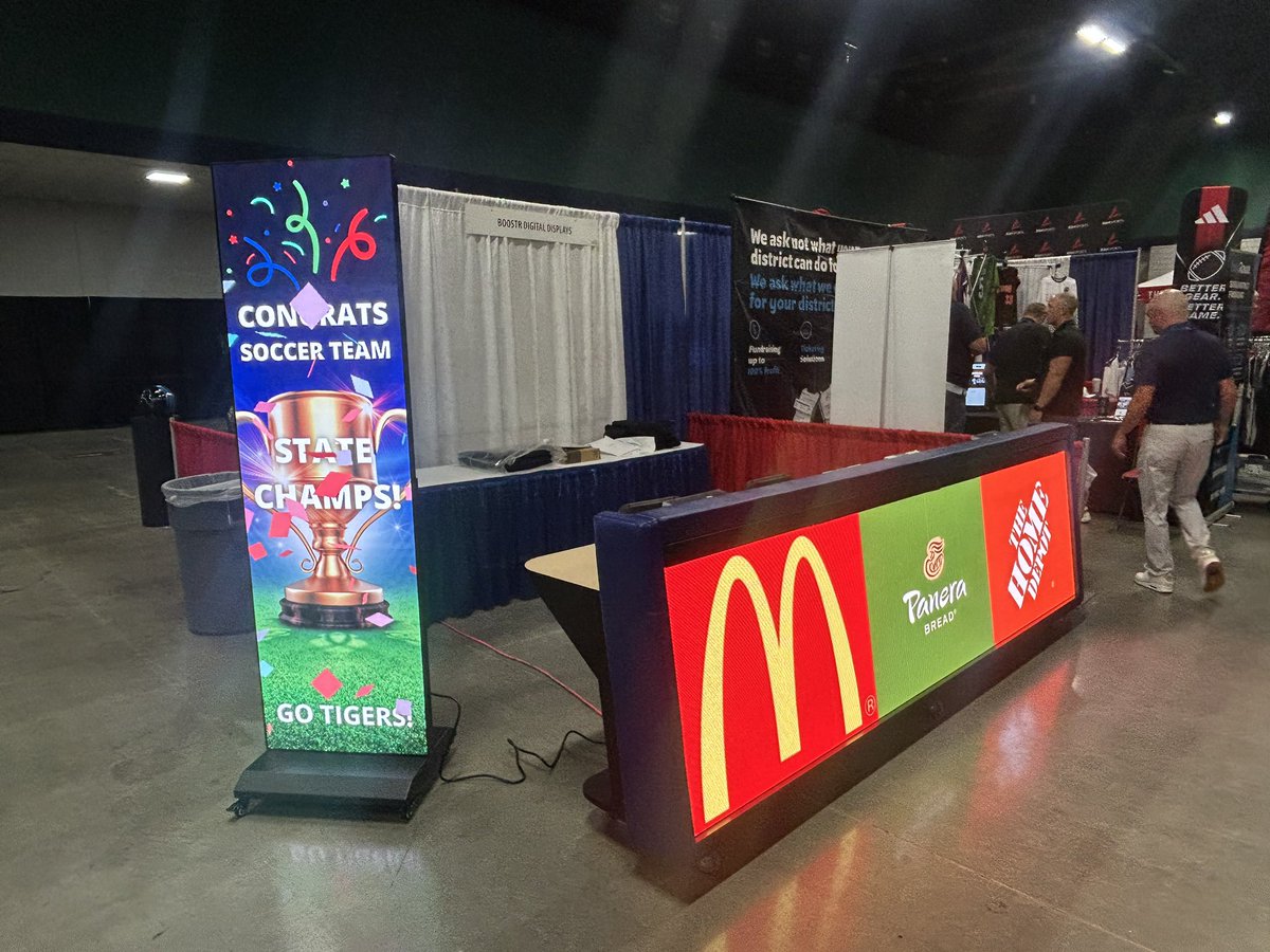 BoostrDisplays's tweet photo. We’re here at the @NCCoachesAssn for the next 3 days! Coaches come by and see Alex at booth 1512 for special promos to upgrade your gym! https://t.co/bwfDq9tJ8Z