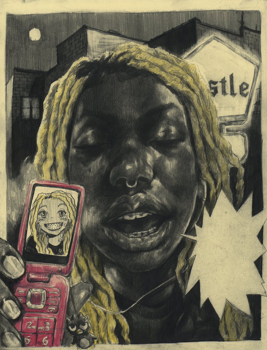 snakebone_'s tweet image. By A Thread (The Biggest!)
Graphite and Colored Pencil on Toned Paper
8.5” x 11”