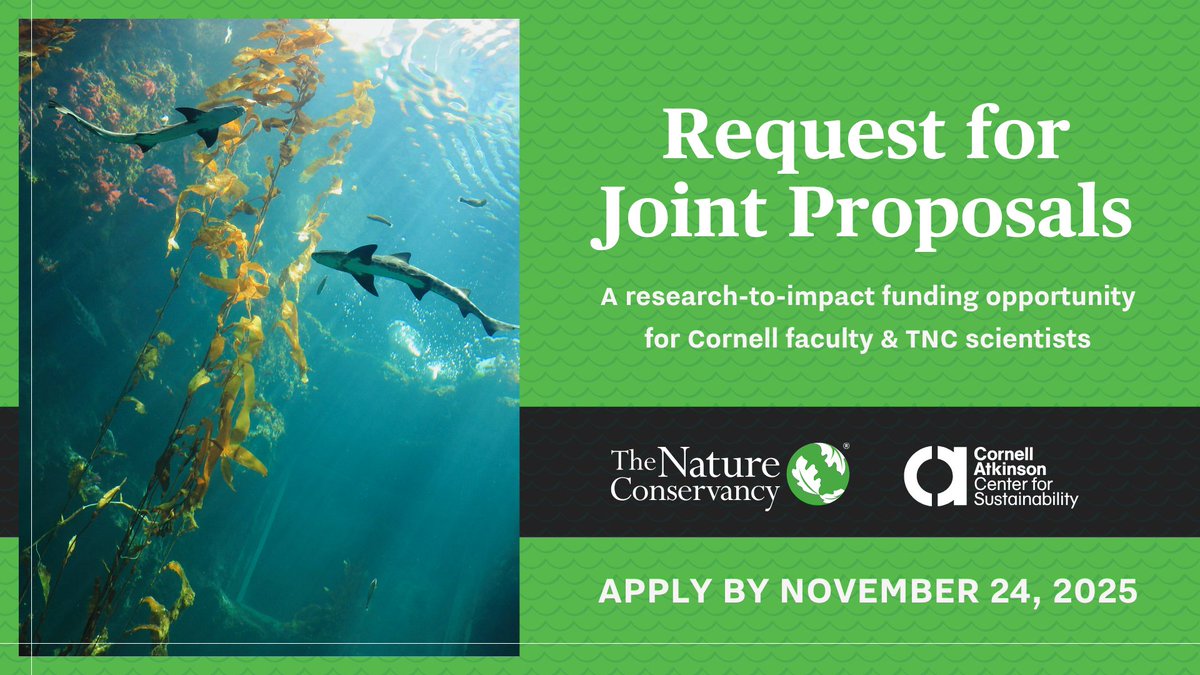AtkinsonCenter's tweet image. Calling @Cornell faculty 📢
Today we launch **four** new funding opportunities at Cornell Atkinson to support bold, interdisciplinary work that advances real-world solutions.
ℹ️ Explore the funding opportunities: atkinson.cornell.edu/grants/