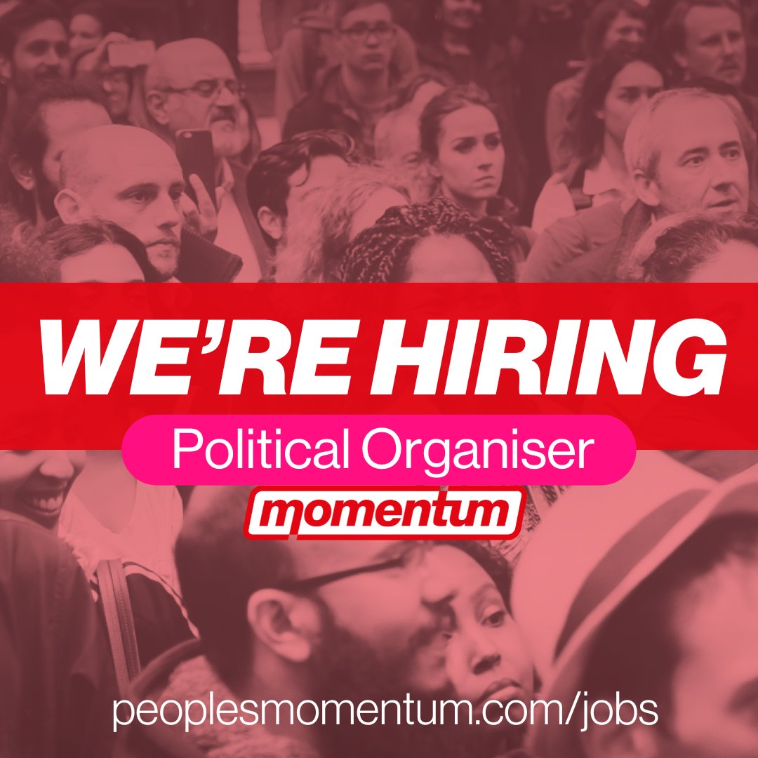 PeoplesMomentum's tweet image. REMINDER: We're hiring a Political Organiser!
⏰ Deadline to apply: Monday 25th August, 23:59
Find out more:
peoplesmomentum.com/jobs/