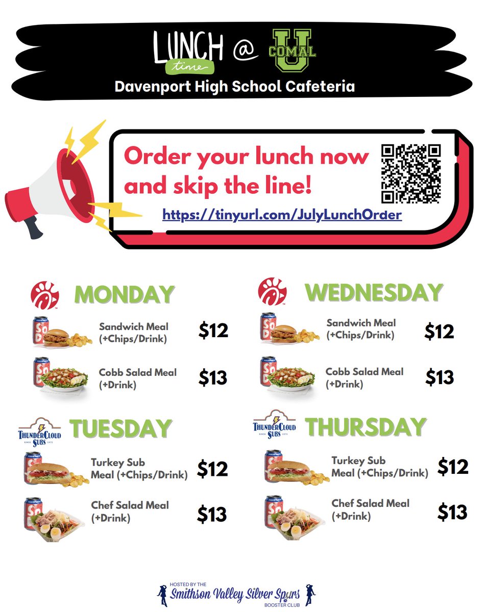 Don't forget to pre-order lunch for July Comal U!