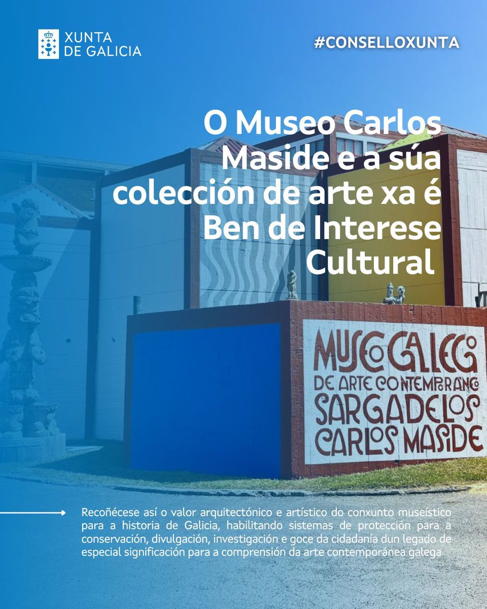 lopezcamposgal's tweet image. O Museo Carlos Maside e a súa colección de arte xa son Ben de Interese Cultural!
O recoñecemento, aprobado hoxe no #ConselloXunta, responde ao seu valor arquitectónico e artístico para a historia de Galicia
