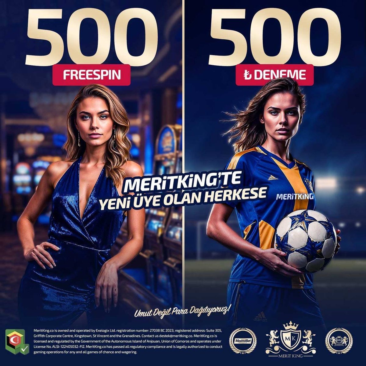MeritKing Farkı Her Yerde! 

💎 Sadece MeritKing’e yeni üye olan herkese özel:
🔹 500 TL Deneme Bonusu veya,
🔹 500 Freespin fırsatı!
MeritKing’e katıl, MeritKing dünyasında ayrıcalıklı ol, MeritKing’in kazandıran promosyonlarından sen de yararlan!
Link : t.ly/meritkingtt