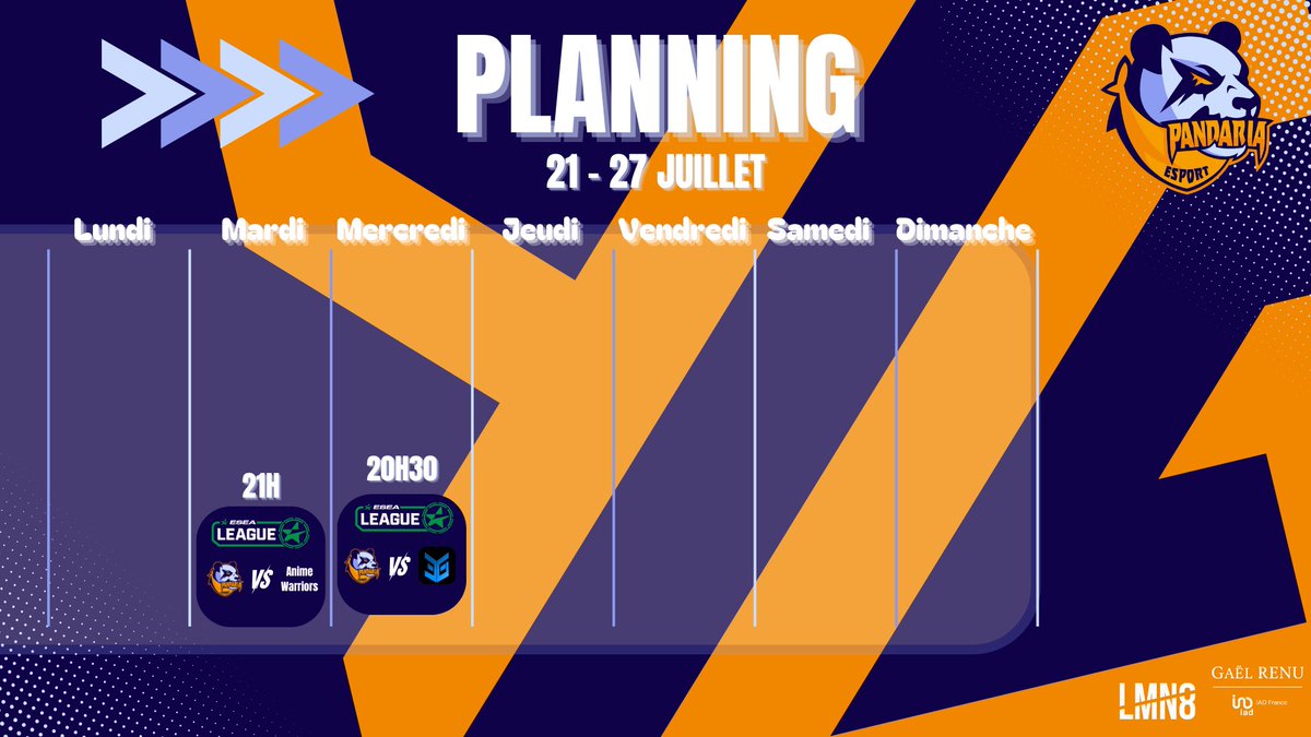 Planning de cette semaine :

Retrouvez notre roster CS2 pour les matchs d'#ESEA mardi et mercredi soir 🔥
