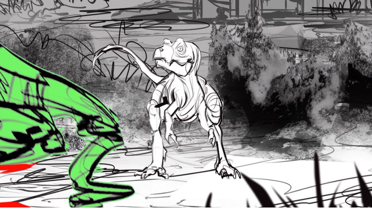 Part_Time_Hero's tweet image. Looks like we almost had another Tyrannosaur family in #JurassicWorldRebirth! Today's batch of storyboards by Charles Ratteray revealing a infant T-Rex taking the place of the Dilophosaur in the raft attack sequence!
artstation.com/artwork/dyW2WJ