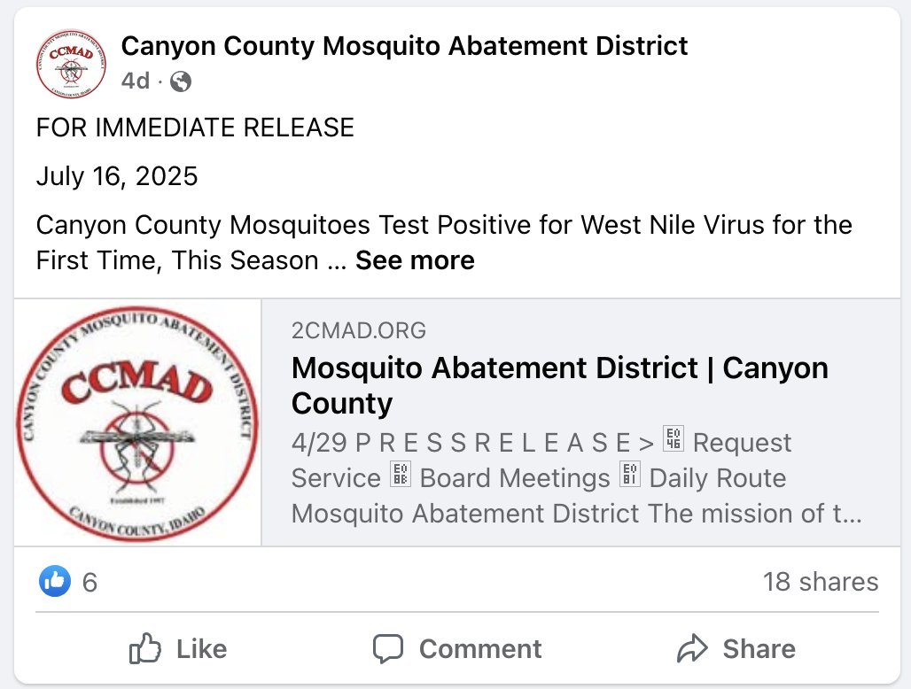 shinealightgc's tweet image. Canyon County press release on West Nile should be WARNING to ALL in Ada, Payette & Gem that AERIAL DIBROM is coming if you don't speak up! 39.2804(10) allows you to opt out & yet CCMAD Jim Lunders, GCMAD Cody Johns, Ada MAD Adam Schroeder will fly plane at will #idpol #idleg
