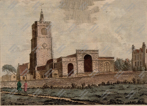soxgnasher's tweet image. ST.JOHN AT HACKNEY Old Church 1750 St John&apos;s Church east end looking west, from the Church Field. Shows vicarage. Engraving pub S.Woodborn 1807, but view is mid 18thc. Date c.1750. looking from where McDonalds is now