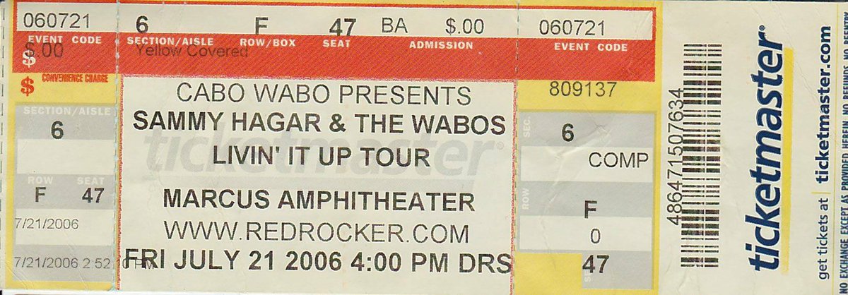 VH_History's tweet image. Also this Day in VH 7/21/2006: @sammyhagar plays the Marcus Amphitheater in Milwaukee, Wisconsin.