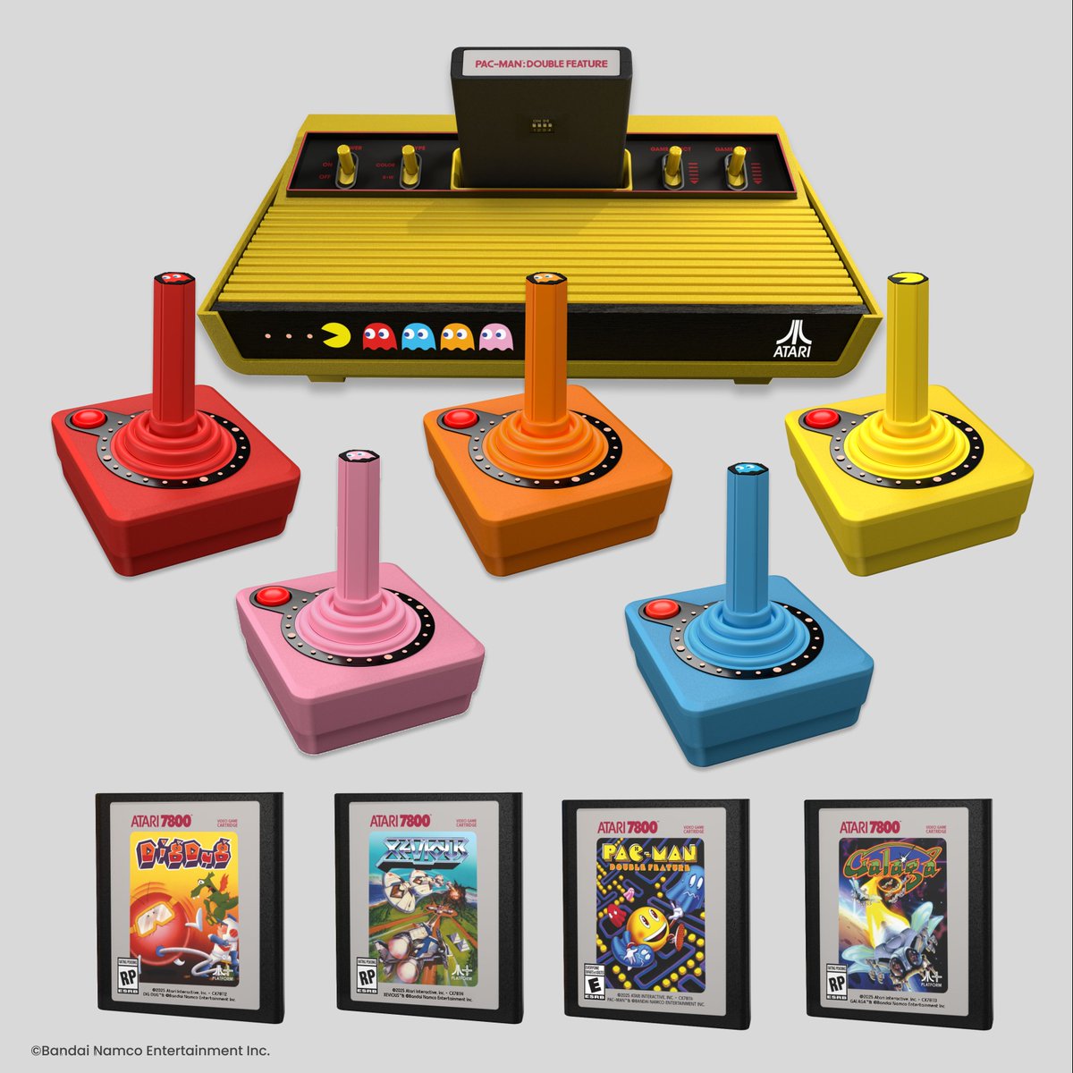 atari's tweet image. Might we introduce you to the Atari 2600+ PAC-MAN Collection?
Coming later this year with the new console:
🥳 ALL-NEW PAC-MAN Game for the 7800
🕹️ Collect BLINKY, INKY, PINKY, and CLYDE wireless joysticks
💥 Atari 7800 versions of arcade hits GALAGA, DIG DUG, and XEVIOUS
Learn…