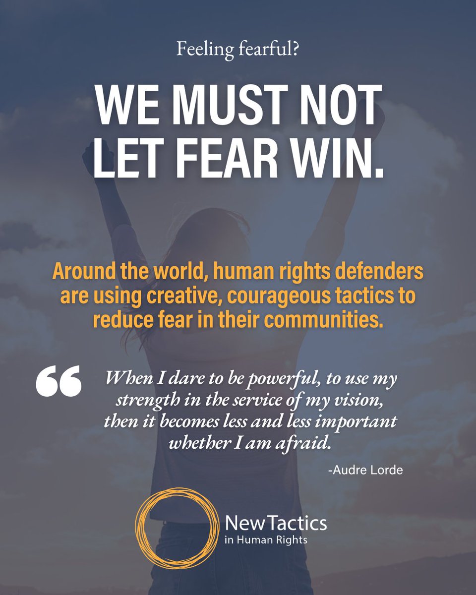 newtactics's tweet image. When many are afraid to speak out, it’s more important than ever that we ✨️not let fear win✨️
Explore more than 20 real-life examples of ✨️tactics that reduce fear✨️—used by organizations like yours to build safer, stronger movements:
🔗 bit.ly/reducingfear