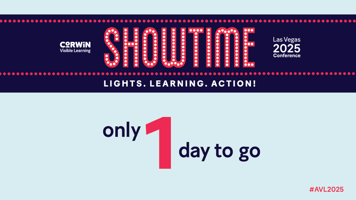 CorwinPress's tweet image. Tomorrow, the lights of AVL 2025 will shine bright in Las Vegas, and YOU can still join us!
👉 Register NOW and be part of something extraordinary! ow.ly/vSo750VUiQs

#AVL2025 #visiblelearning #corwininstitutes