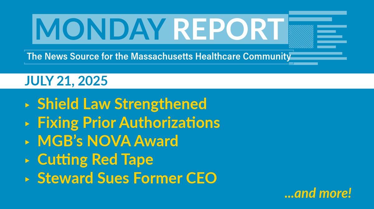 MAHealthHosp's tweet image. The Massachusetts legislature took another step last week to protect caregivers and patients – both those from the commonwealth and those traveling to it for care – from anyone prying into their health records.
Read more in this week's #MondayReport 📰 : shorturl.at/ciqdY