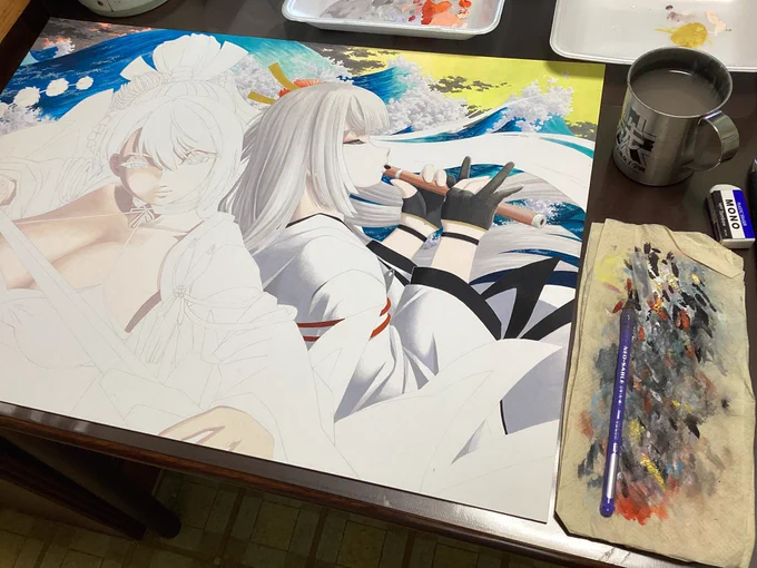 私個人のアズレン8周年アートの戦いは、既に始まっているのでした。 たぶん、イラスト部門では最大クラスなの???