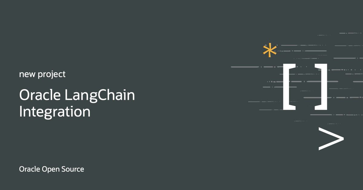 OracleOSS's tweet image. New open source project: 🦜LangChain 🤝 Oracle 🎉
This library provides native LangChain components for interacting with Oracle's AI services, combining support for OCI Generative AI and OCI Data Science.
Get started: github.com/oracle/langcha…
#OracleOSS #LangChain #AI