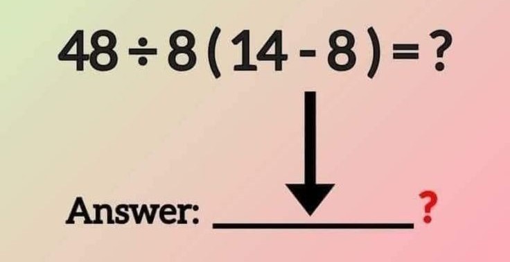 ThePuzzleDen's tweet image. 👉 What’s the correct answer to: 48 ÷ 8(14 − 8) = ❓ @Brainy_Bits_Hub @brain_teaser_1