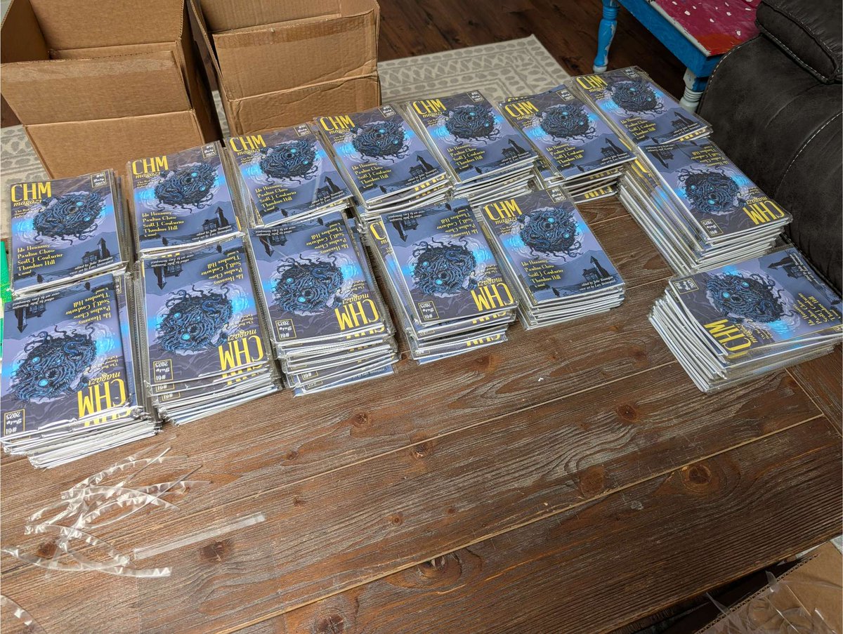 CosmicHorrorMo's tweet image. Ever wonder what it's like to run CHM? There's a lot of packaging. A lot.