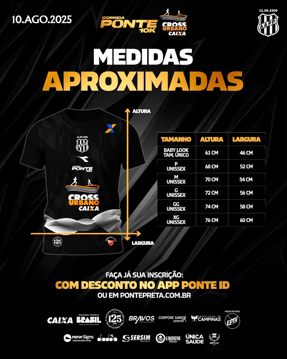 aapp_oficial's tweet image. Bom dia, Nação!!! Quem aí vai encarar a Ponte 10K Cross Urbano Caixa 2025? As inscrições estão abertas. Não perca tempo e faça já a sua pelo app Ponte ID com desconto ou pelo site: pontepreta.com.br! 🏃🏾🏃‍♀️🦍 

#Ponte10K #CorridaDeRua #PontePreta
