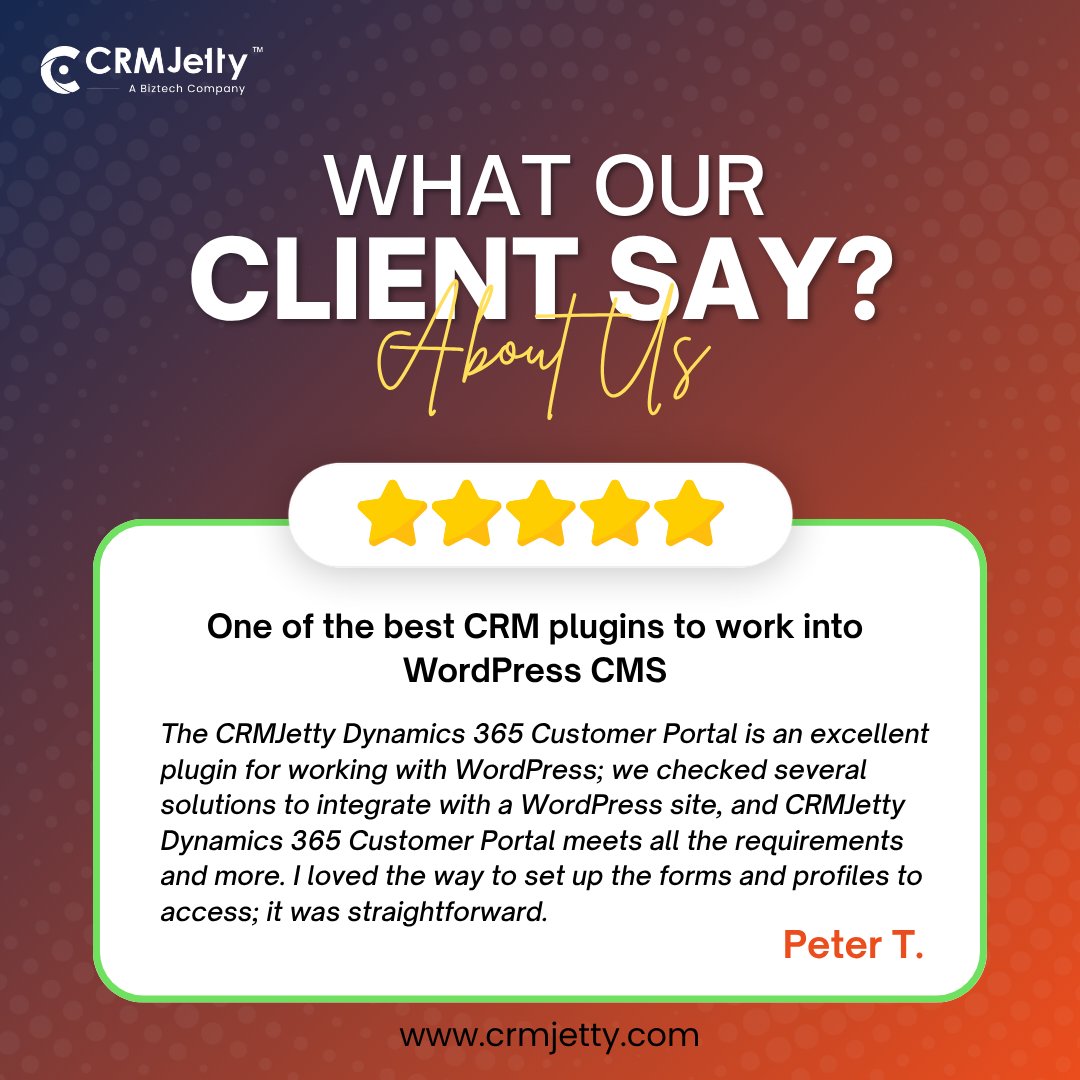 CRMJetty's tweet image. ⭐ “Most practical solution we’ve tested!”
A 5-star review for CRMJetty’s Dynamics 365 Portal!
✅ Easy WordPress integration
✅ Smooth customer experience
📌 See why businesses love it:
🔗 appsource.microsoft.com/en-us/product/…

#CRMJetty #Dynamics365 #CustomerPortal #WordPress #5StarReview