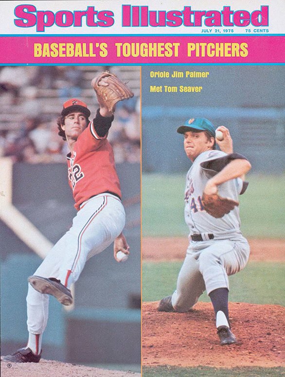 NYMhistory's tweet image. 7/21/1975 Tom Seaver and Jim Palmer appear on the cover of Sports Illustrated. Seaver (22-9, 2.38 ERA) and Palmer (23-11, 2.09 ERA) would both win the Cy Young Awards in their respective leagues.