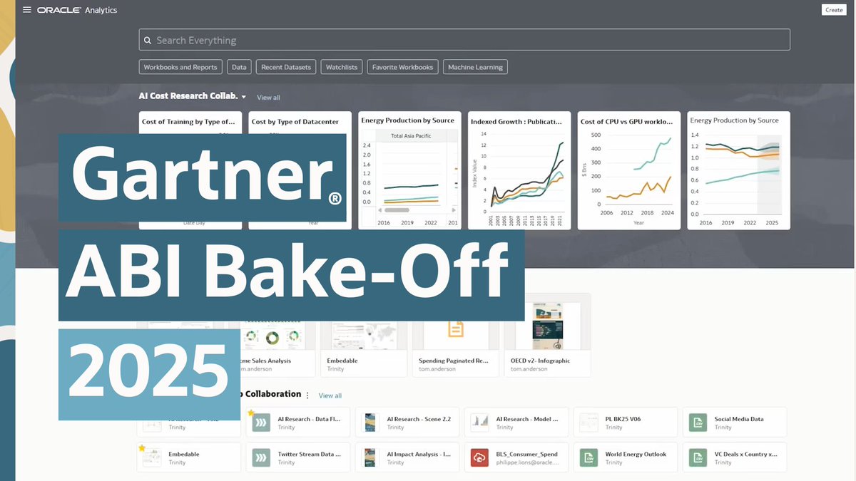 🥧 Oracle Analytics took the stage at the 2025 Gartner Analytics &amp; BI Bake-Off!

From smart data prep to AI-powered insights and dynamic storytelling, our demo showed how Oracle Analytics helps businesses move from data to decision—faster and smarter.

📖 Catch the highlights and