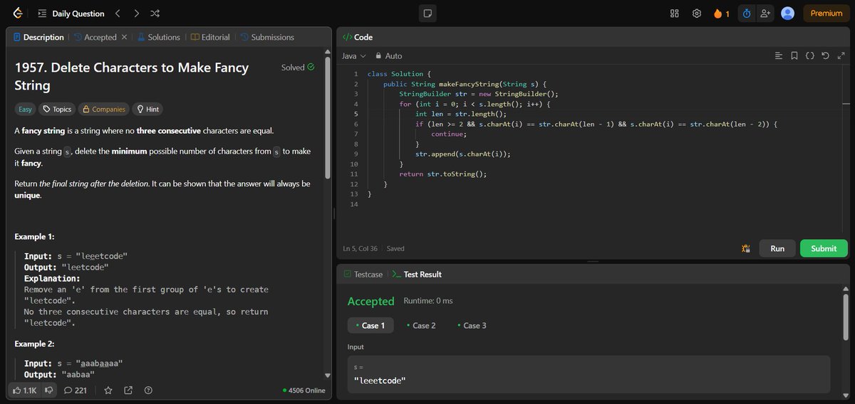 nikhilshaw575's tweet image. Used #StringBuilder to solve today&apos;s problem 
@LeetCode 
#LeetCode
