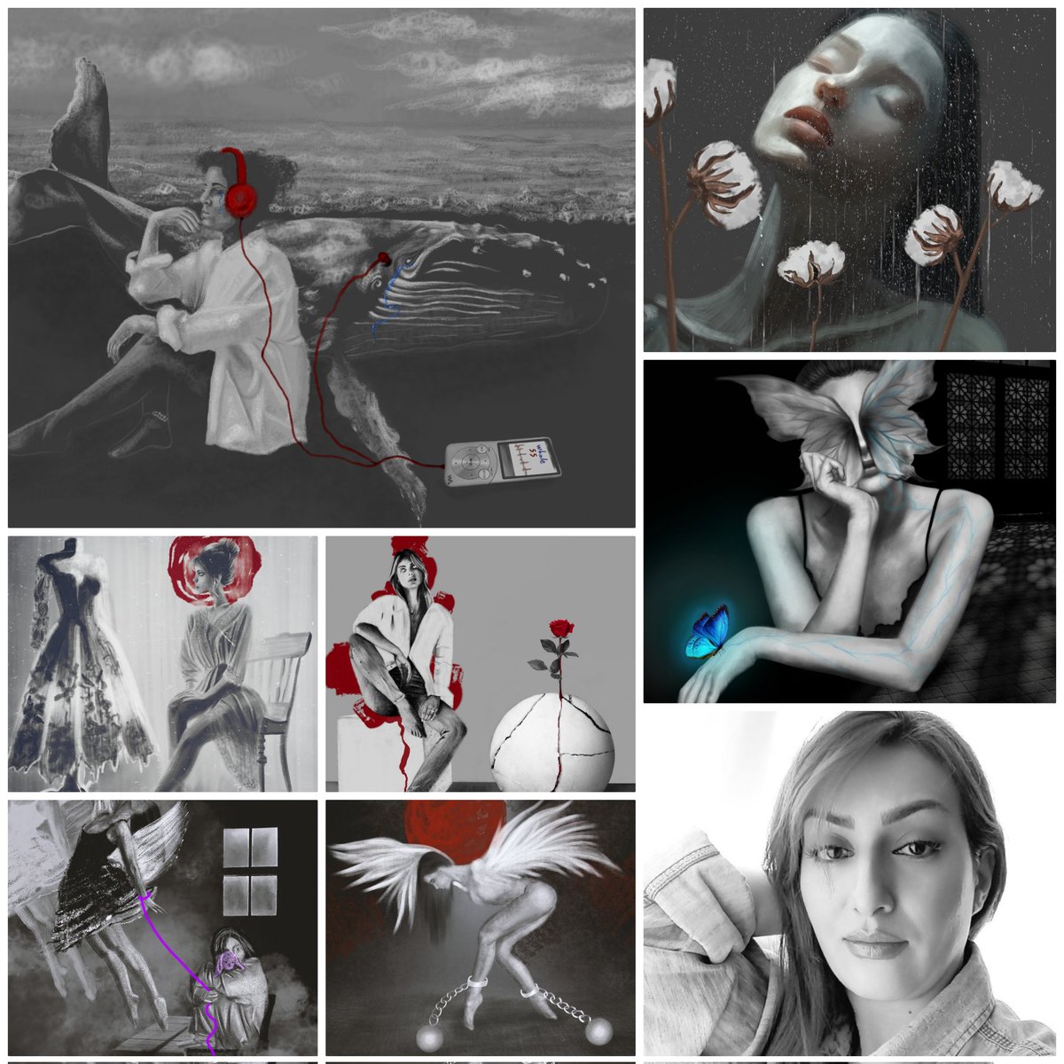 sanam_artistic's tweet image. Hi Fam! 🤍❤️🖤
I want to introduce my "B&W digital painting collection" in this thread .
All pieces are 1/1
Available on @objktcom
Pls check below 👇🏻