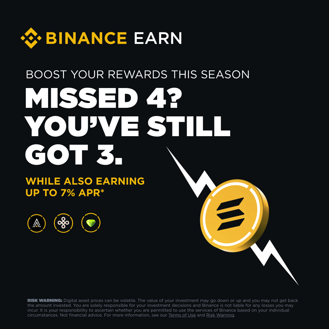 BinancePk's tweet image. It’s still Stake Season! 
Missed the first 4 airdrops? No worries — you’ve still got 3 chances left!

Stake your SOL to BNSOL or hold DeFi BNSOL assets like sBNSOL (@solayer_labs) or bzSOL (@renzoprotocol) to keep earning up to 7% APR* — and stay eligible for upcoming airdrops:…