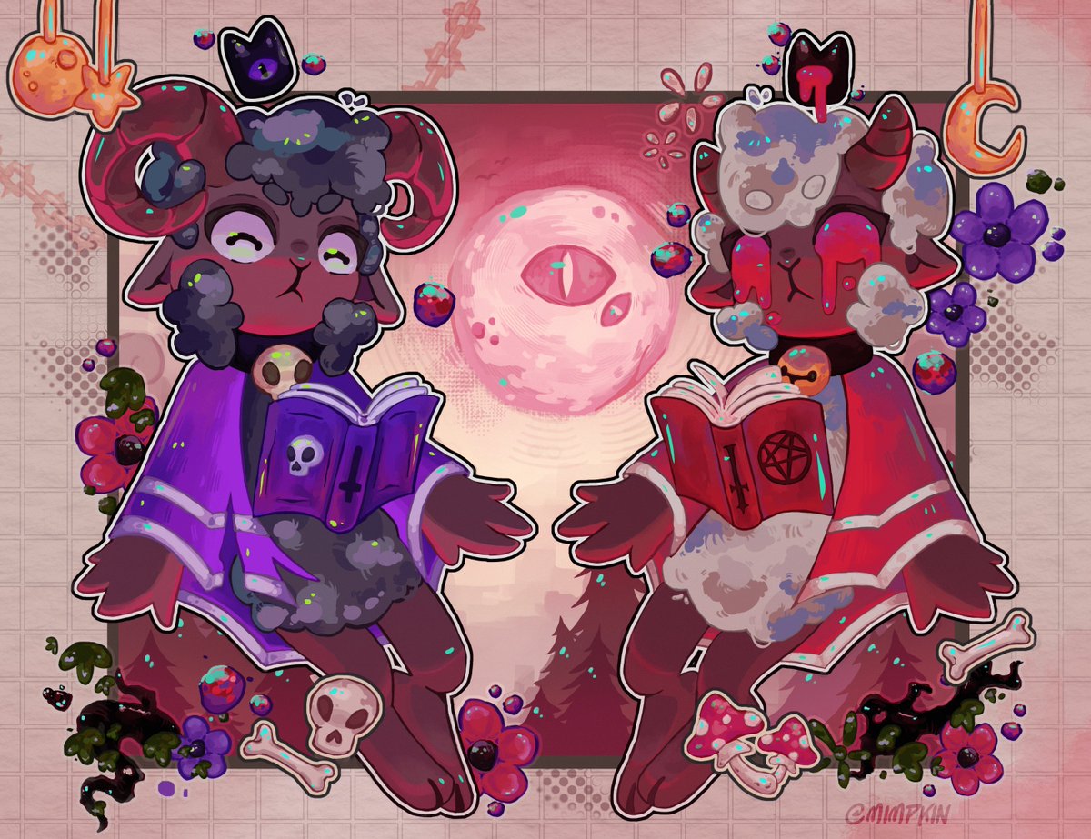 Cult of the Lamb Fanart! I took inspo from their titlescreen :>