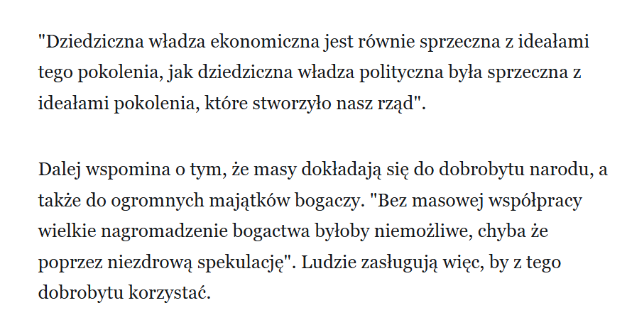 markiewkatomasz's tweet image. Prezydent F.D. Roosevelt uzasadnia przed Kongresem podatki od spadków w 1935 roku.
Aktualne także dziś.