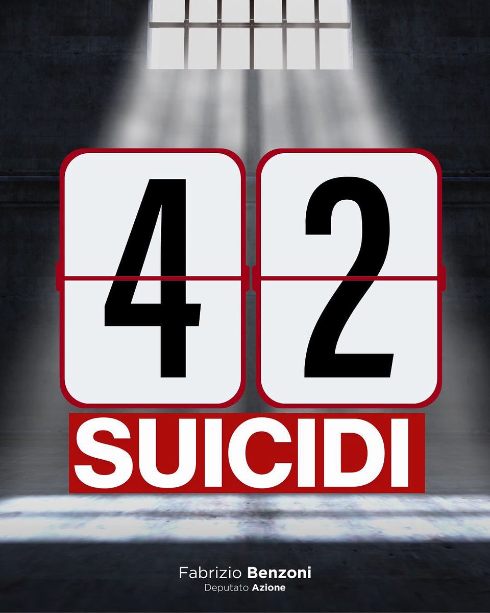 fabriziobenzoni's tweet image. Sabato un suicidio a Rebibbia. Oggi un altro a Massa. Sale ancora il numero delle persone che si tolgono la vita in #carcere.
Una strage silenziosa che continua, giorno dopo giorno, nella distrazione generale. L’emergenza è diventata normalità: vi sembra accettabile?