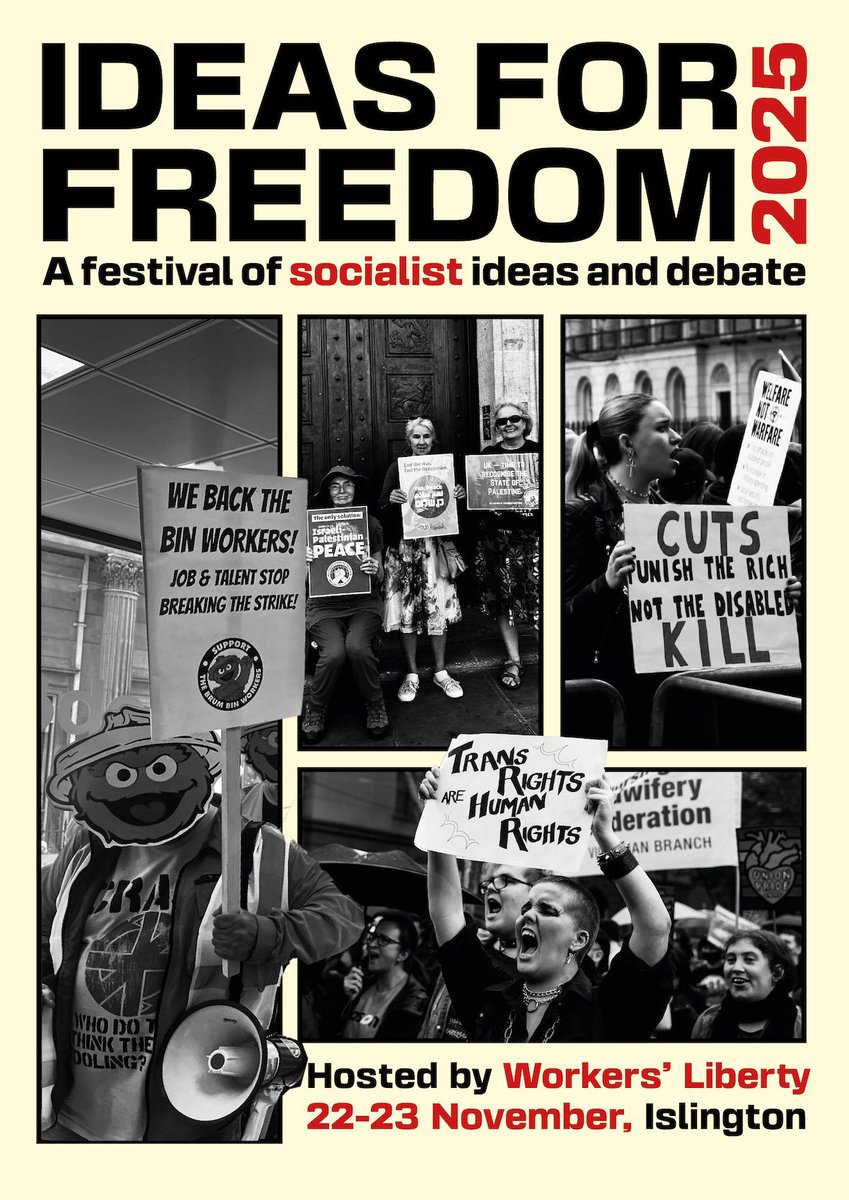 workersliberty's tweet image. Ideas for Freedom, our weekend of socialist discussion will take place on 22-23 November in Islington.
๐ซ Super Early Bird tickets (until 30 August): ยฃ35 waged, ยฃ20 low-waged and students, ยฃ7 unwaged. + day and solidarity tickets.
More and tickets from workersliberty.org/iff25