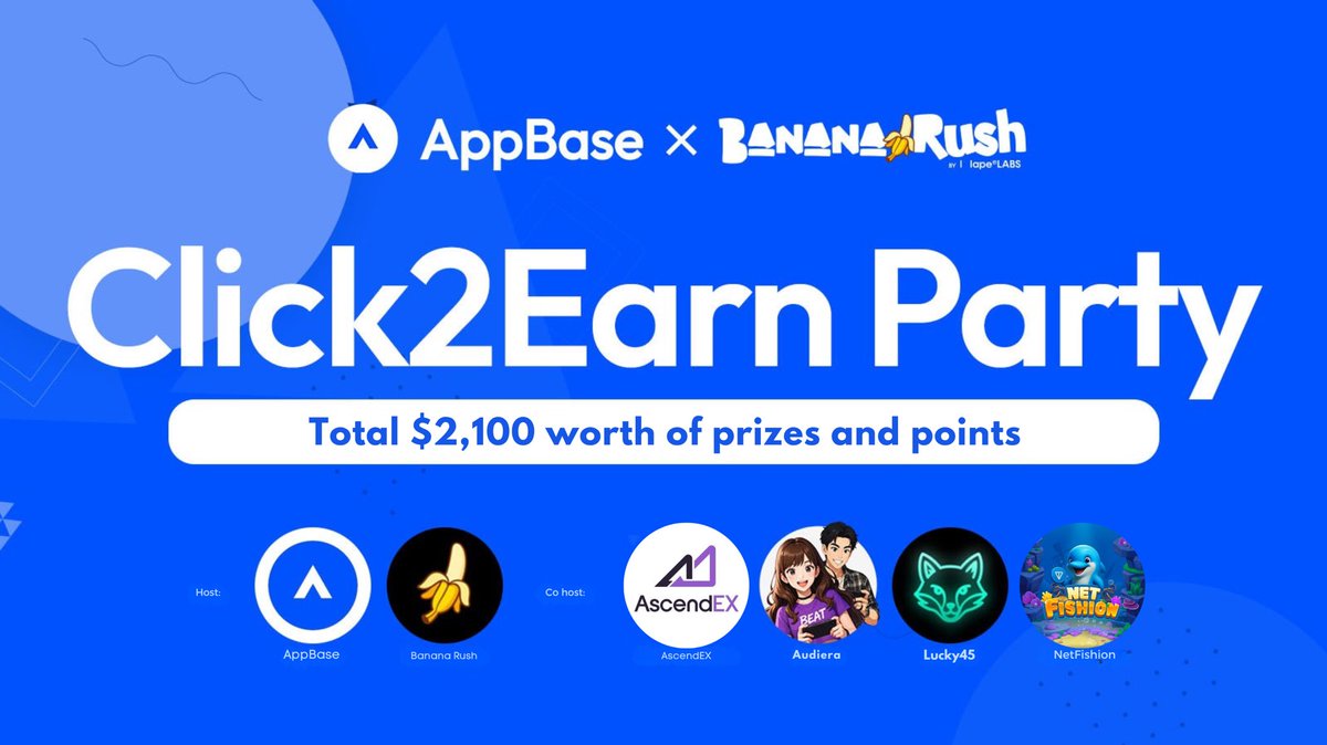 AppBase - AI driven platform on TON (@appbaseglobal) on Twitter photo ๐ AppBaseGlobal x BananaRush_io Click2Earn Party โ Season 2 is LIVE! ๐
๐ซ Featuring:
<a href="/KLK_Foundation/">KLK Foundation</a> | @audiera_web3 | <a href="/AscendEX_/">AscendEX</a>
<a href="/NetFishion/">NetFishion</a> | <a href="/Lucky45Protocol/">Lucky45</a>
๐ฐ Prize Pool: $2,100 worth of points & rewards!
โก๏ธ How to Join:
1๏ธโฃ Tap ๐ t.me/AppBaseBot/app
2๏ธโฃ Complete ๐ AppBaseGlobal x BananaRush_io Click2Earn Party โ Season 2 is LIVE! ๐
๐ซ Featuring:
<a href="/KLK_Foundation/">KLK Foundation</a> | @audiera_web3 | <a href="/AscendEX_/">AscendEX</a>
<a href="/NetFishion/">NetFishion</a> | <a href="/Lucky45Protocol/">Lucky45</a>
๐ฐ Prize Pool: $2,100 worth of points & rewards!
โก๏ธ How to Join:
1๏ธโฃ Tap ๐ t.me/AppBaseBot/app
2๏ธโฃ Complete