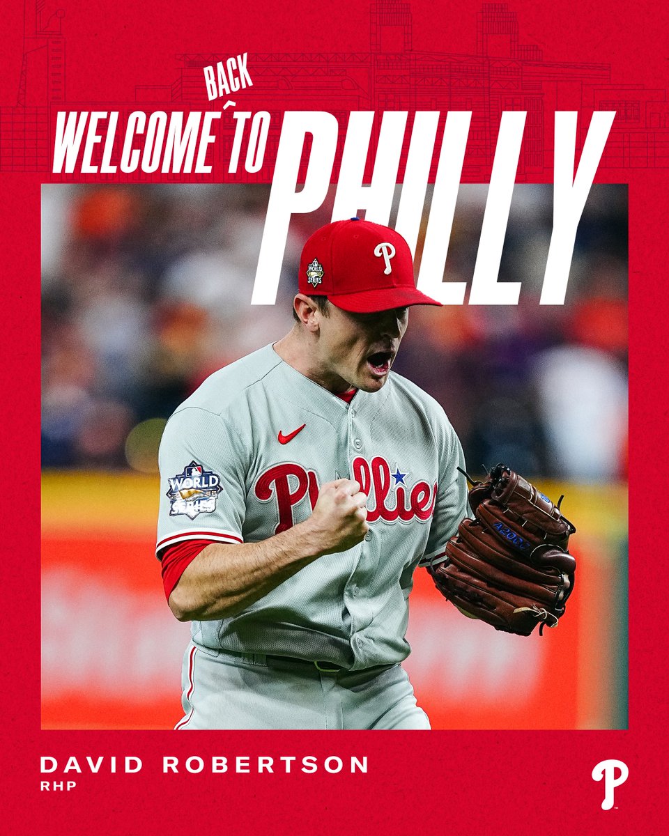 Phillies's tweet image. He's back, back again
The Phillies have signed RHP David Robertson to a one-year contract. Robertson has been optioned to Lehigh Valley (AAA).