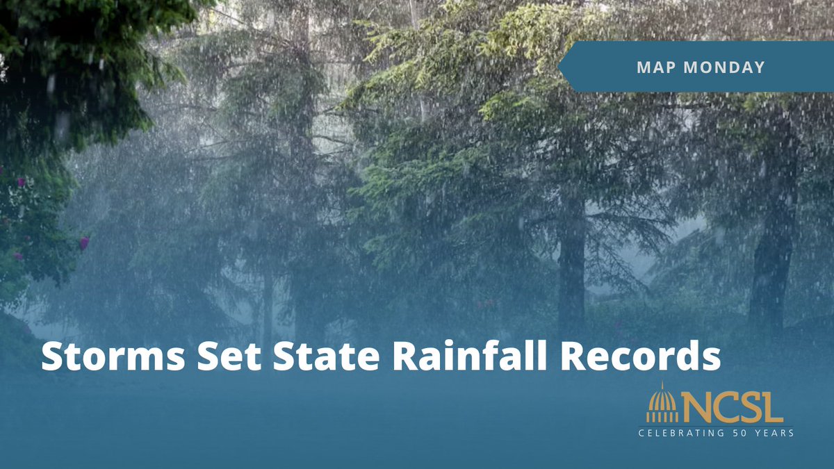 NCSLorg's tweet image. In states that get plenty of rainfall, like Hawaii, it takes a lot of rain to break a 24-hour record. A whopping 49.7 inches of rain to be exact, according to NOAA.
Learn more about rain records in this week's #MapMonday: bit.ly/4eBAHiP