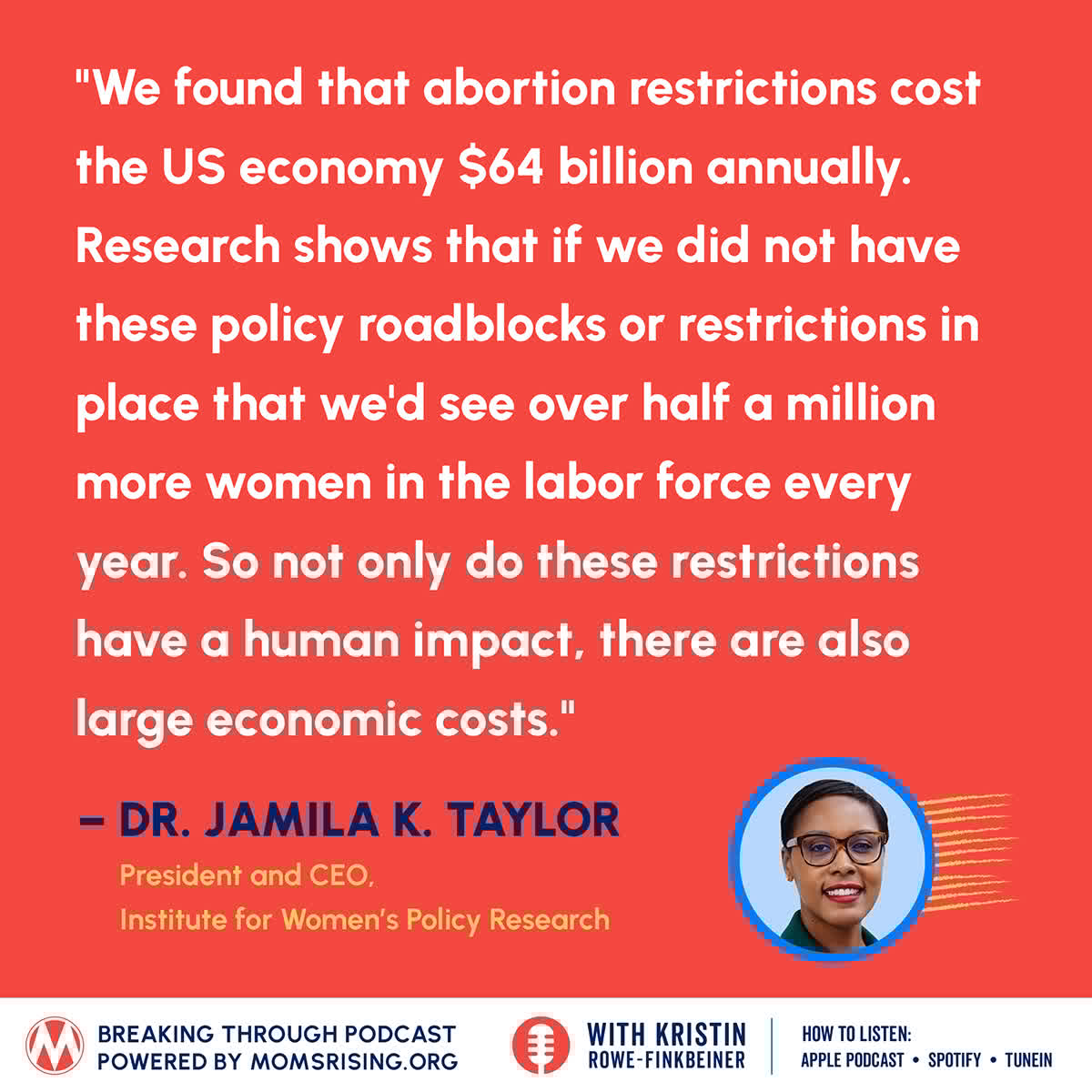 MomsRising's tweet image. We hear about how data provides a crucial reality check against misinformation, as well as about the economic cost of abortion restrictions and persistent wage gaps, underscoring the vital role of storytelling and data in these ongoing fights w/ @IWPResearch.…