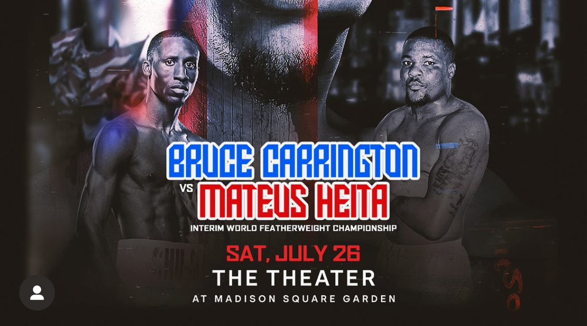 DopeDJ's tweet image. ‼️ Bruce Carrington Fight Week !‼️
on his quest to a world title! Bruce Shu Shu Carrington . Mr SHU YORK CITY!
Makes his return to Madison square Garden where he will take on Undefeated opponent Mateus Heita in an interim World Featherweight Championship Contest
#Boxing