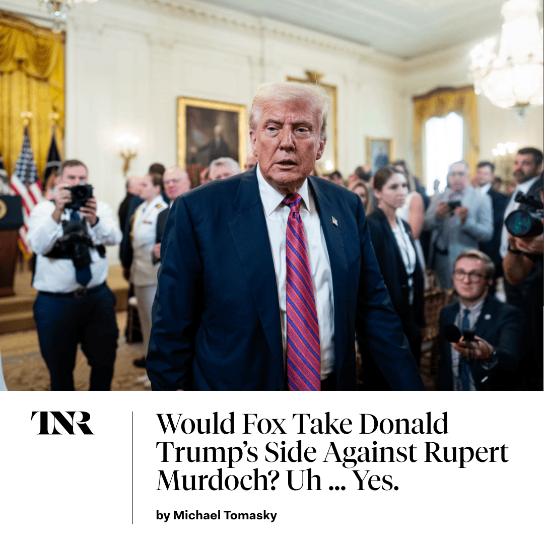 newrepublic's tweet image. Which side will Fox take?
One would think the side, duh, of the man who owns it. But the question of where their loyalties lay might be a little more complicated than blood.
trib.al/3o5735N