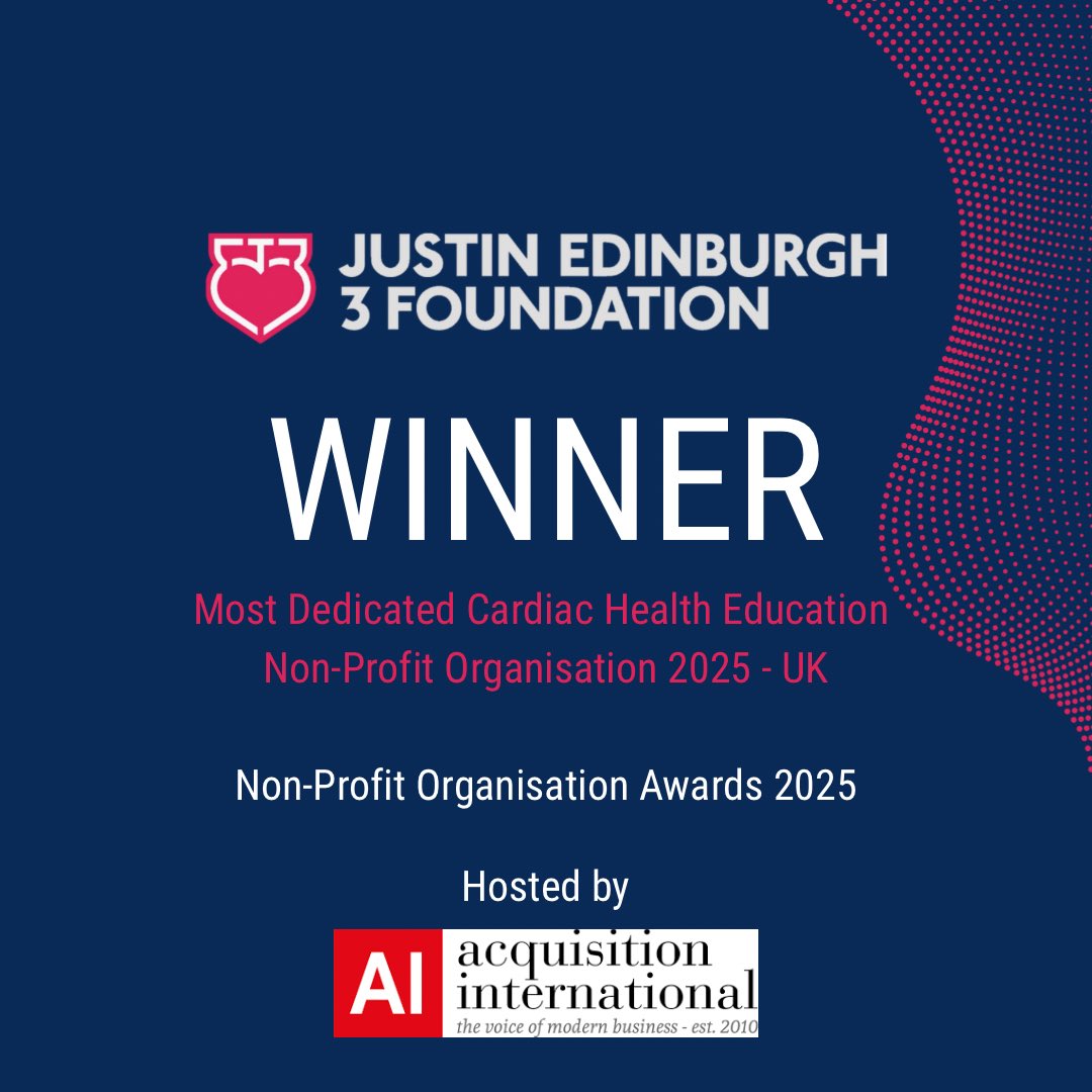 JE3Foundation's tweet image. 🏆| We are delighted to announce that @JE3Foundation has won ‘Most Dedicated Cardiac Health Education NPO 2025’ Award for The Non-Profit Organisation Awards 2025, hosted by @acquisition_int 🎉
Read more 👉 acquisition-international.com/winners-list/?…
👼🏼❤️ #JustinsLaw #ForTheMemories #JE3Foundation