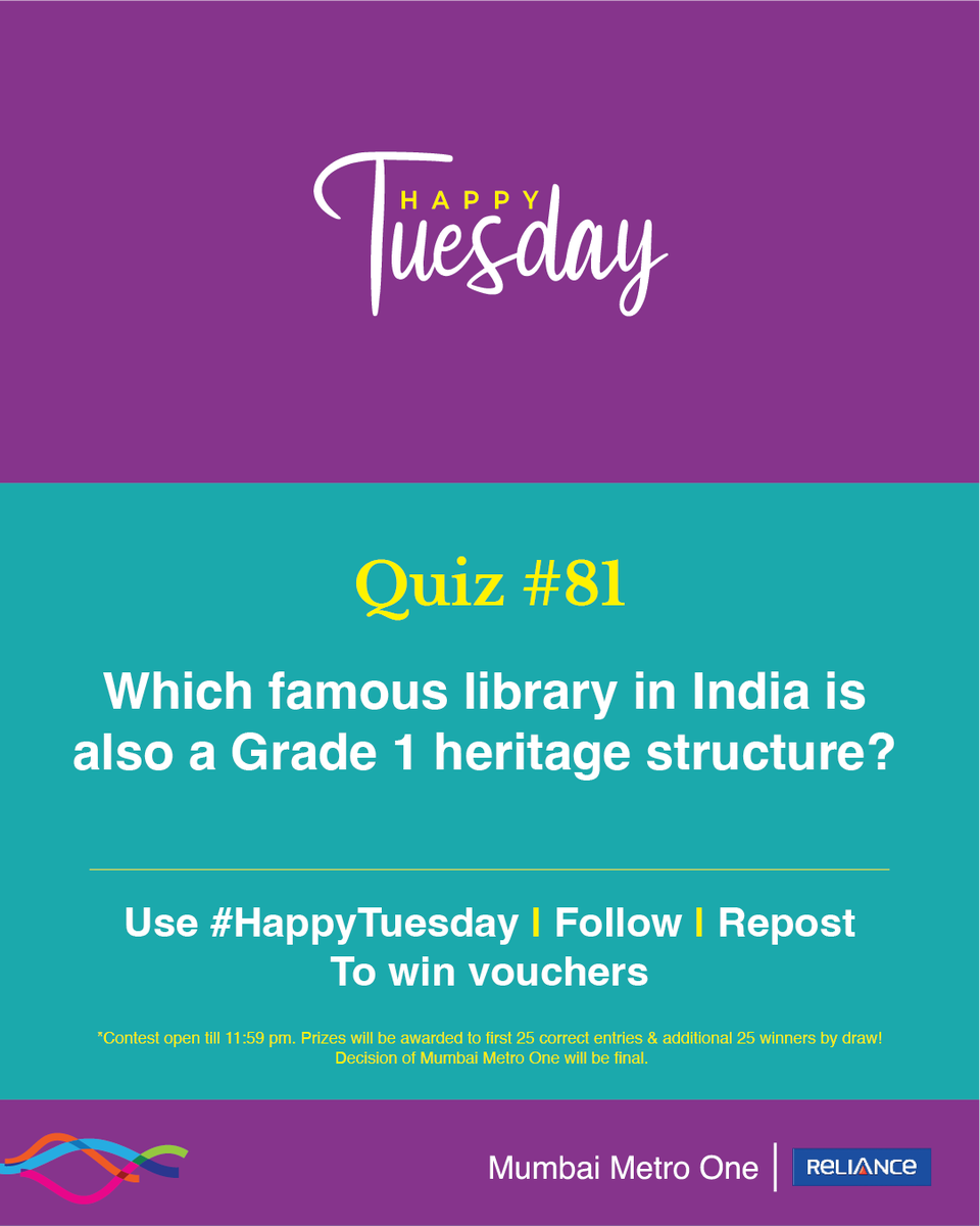 #HappyTuesday quiz is here! 

The 81st edition is about an 1867 built reading room known for its Victorian Gothic &amp; Art Deco architecture.

Prizes will be awarded to 50 winners, the first 25 correct entries, and an additional 25 winners by draw.

Follow, Repost and Use