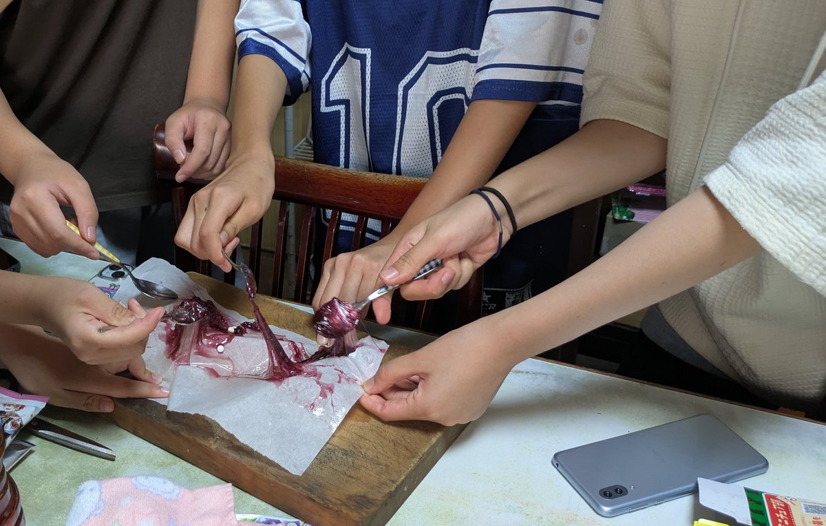 2610Am's tweet image. 近所の小学生、不思議なおやつを作っていました。グミをレンジで溶かし、キラキラした何かをトッピングして冷凍庫で冷やしたものです。
楽しそうに、食べていましたよ。
修学旅行の先生が部屋を見廻りしに来るごっこ遊びもしました。生徒役は、寝たふりするんです🤫😴