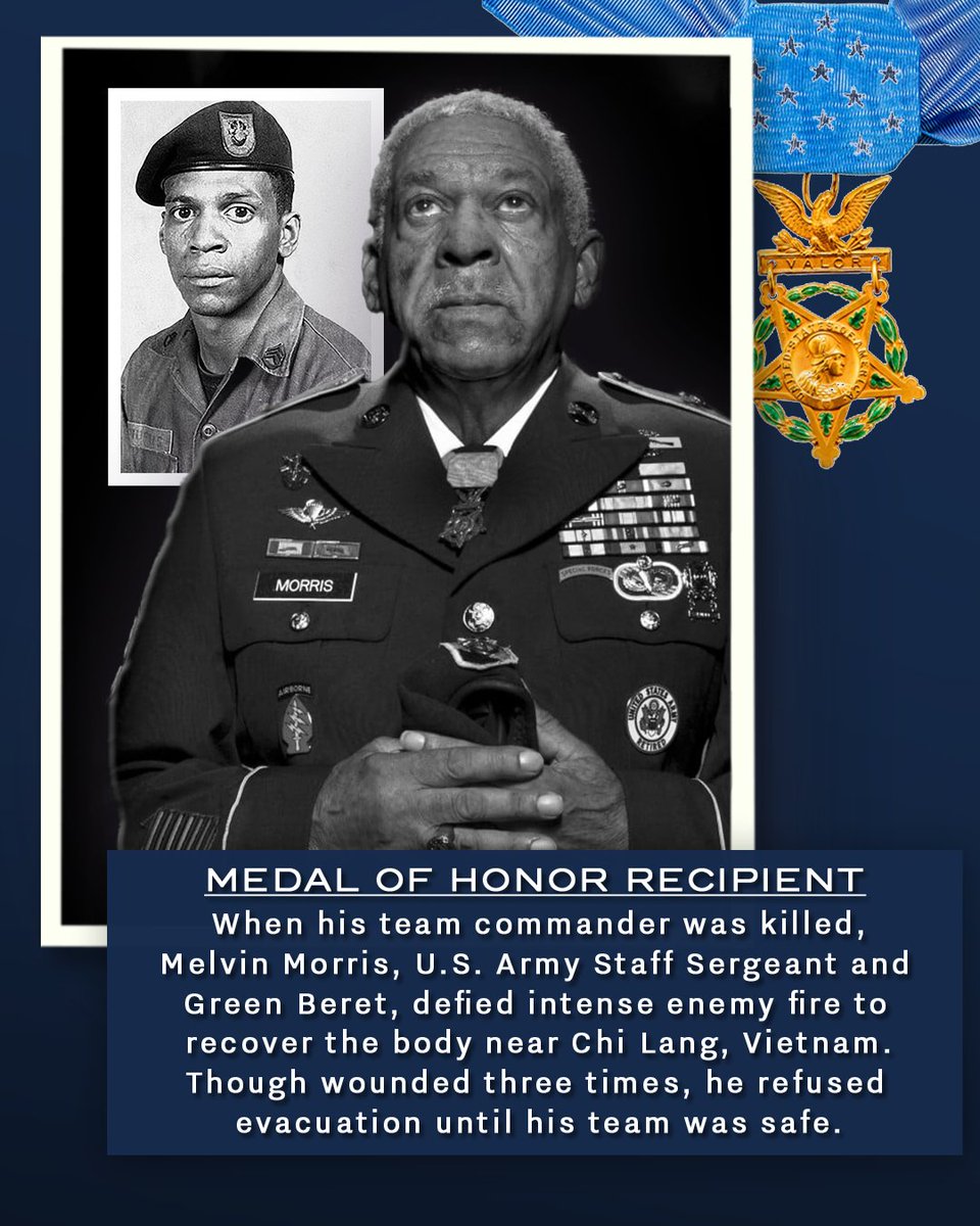 NationalVMM's tweet image. Morris’s valor went largely unrecognized at the highest level for decades. In 2014, he was presented with the Medal of Honor. His story is a powerful testament to bravery, perseverance, and the long-overdue recognition of valor regardless of race or background.
#mohmonday #moh
