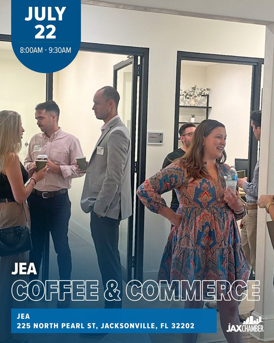 JAXChamber's tweet image. Which of these events will you be attending this week?
📅July 22 - Coffee and Commerce JEA
Time: 8:00am - 9:30am
📅July 22 - South Council Luncheon with the Small Business Leaders of the Year!
Time: 11:30am - 1:00pm
📅July 24 - Transportation & Logistics Council Luncheon…