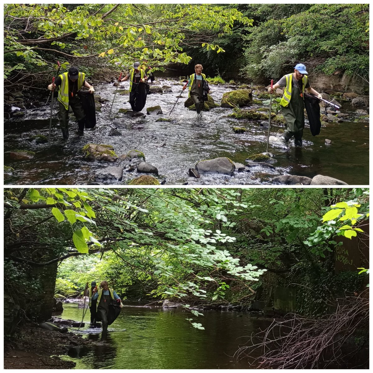 WOLCT's tweet image. Whilst the land crew were busy around Spylaw Park, we also had a crew in the river, wading for litter, removing Himalayan Balsam, and treating Japanese Knotweed. Quite a haul of rubbish for such a quiet stretch of river, and a problematic stand of Balsam eradicated. Thanks folks!
