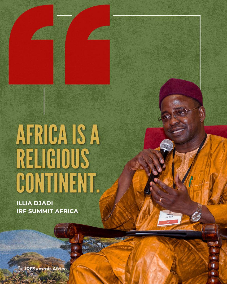 IRFSummit's tweet image. "Africa is a religious continent."—Illia Djadi at #IRFSummitAfrica last month! 🌍
Illia's words resonate as a powerful reminder of the vital role that faith plays across the continent. Protecting #ReligiousFreedom is essential for peace, dignity, and progress.
.
.
.…