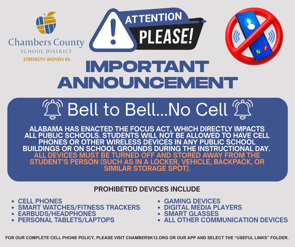 New state-mandated wireless communication device policy.