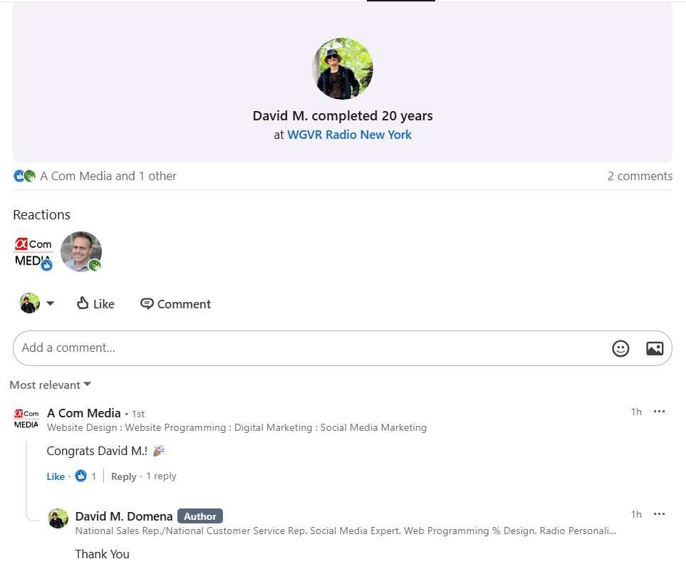 20 YEARS of G.V. Radio !
-
Congratulations #DavidDomena / aka #DJCat,
&amp; Happy Belated Birthday 07/11/25 !
-
linkedin.com/feed/update/ur…
-
#LIVE #LIVESTREAM #WGVR #GVRADIO 
#WGVRRADIONEWYORK #Music #Streaming 
#Playlist #NYC #Milestone #Radio #RadioStation